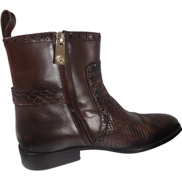 Franco Cuadra Women's Us 10 Mex 27 Brown Python Snake Skin Leather Ankle Boots - Picture 6 of 7
